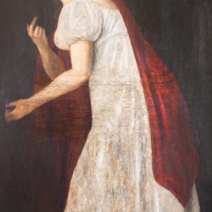 Portrét Levočskej bielej pani na dverách v radnici, autor Mesto Levoča
